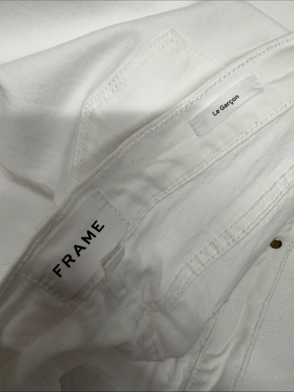 Frame Le Garcon Jeans Mid Rise Cotton Denim Pants Straight Leg 5 Pocket White 29 - Picture 7 of 11